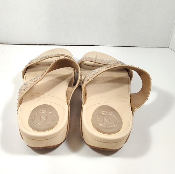 Nicoli cream rhinestone stones rubber slippers Size: 8 - Picture 4 of 7